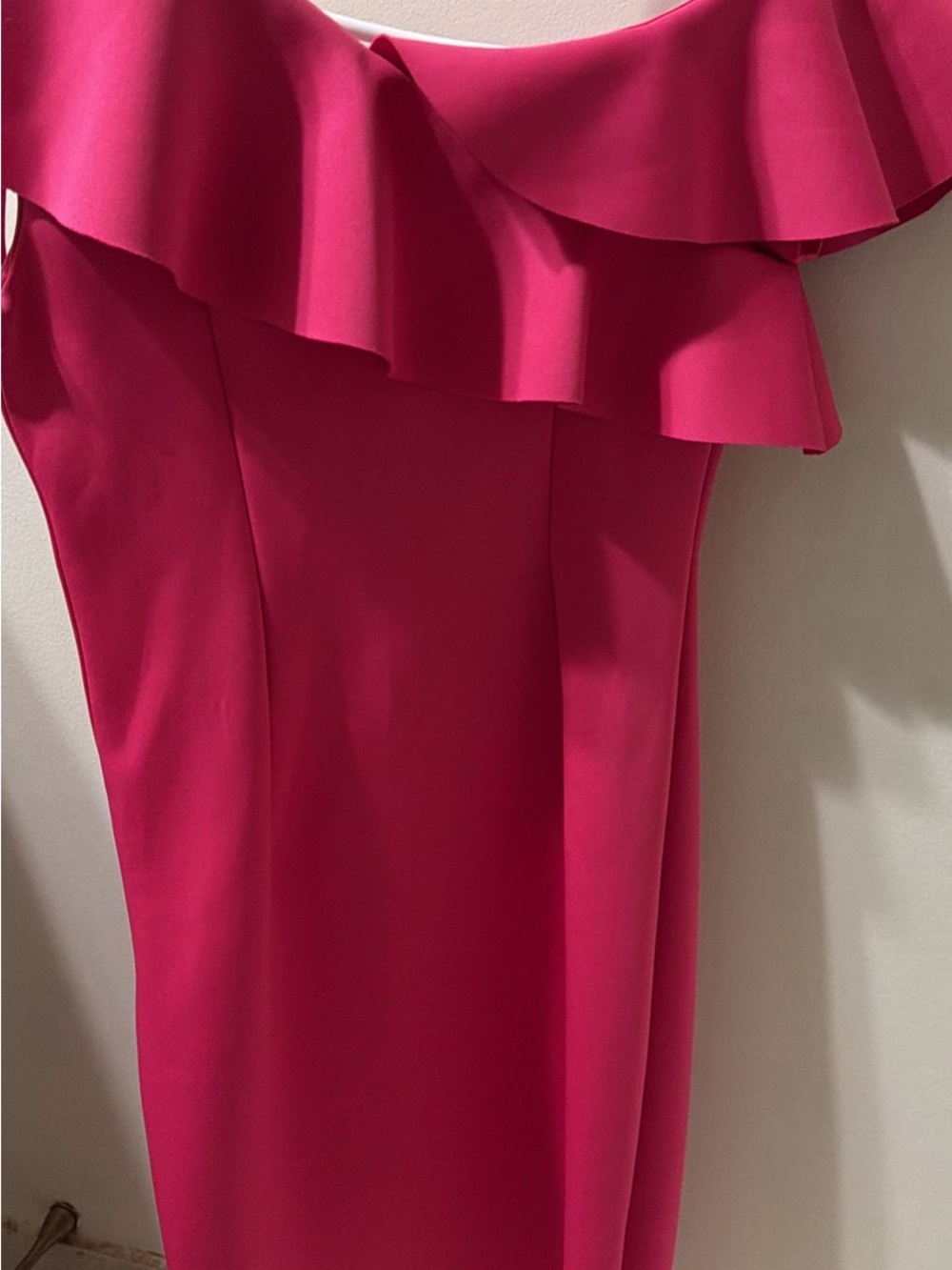 GUESS Pink One-Shoulder Ruffle Sheath Dress - Picture 2 of 2